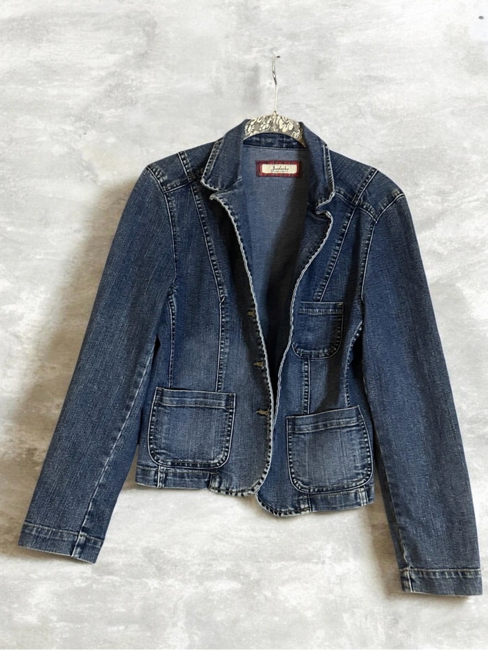 Jordache Denim Blazer Jacket Jr XL Y2K 90s Vintage Dark Wash 3 Pocket 1979